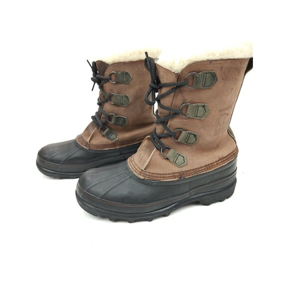 Sorel Bighorn Mens Size Black Rubber Lined Winter Snow Boots